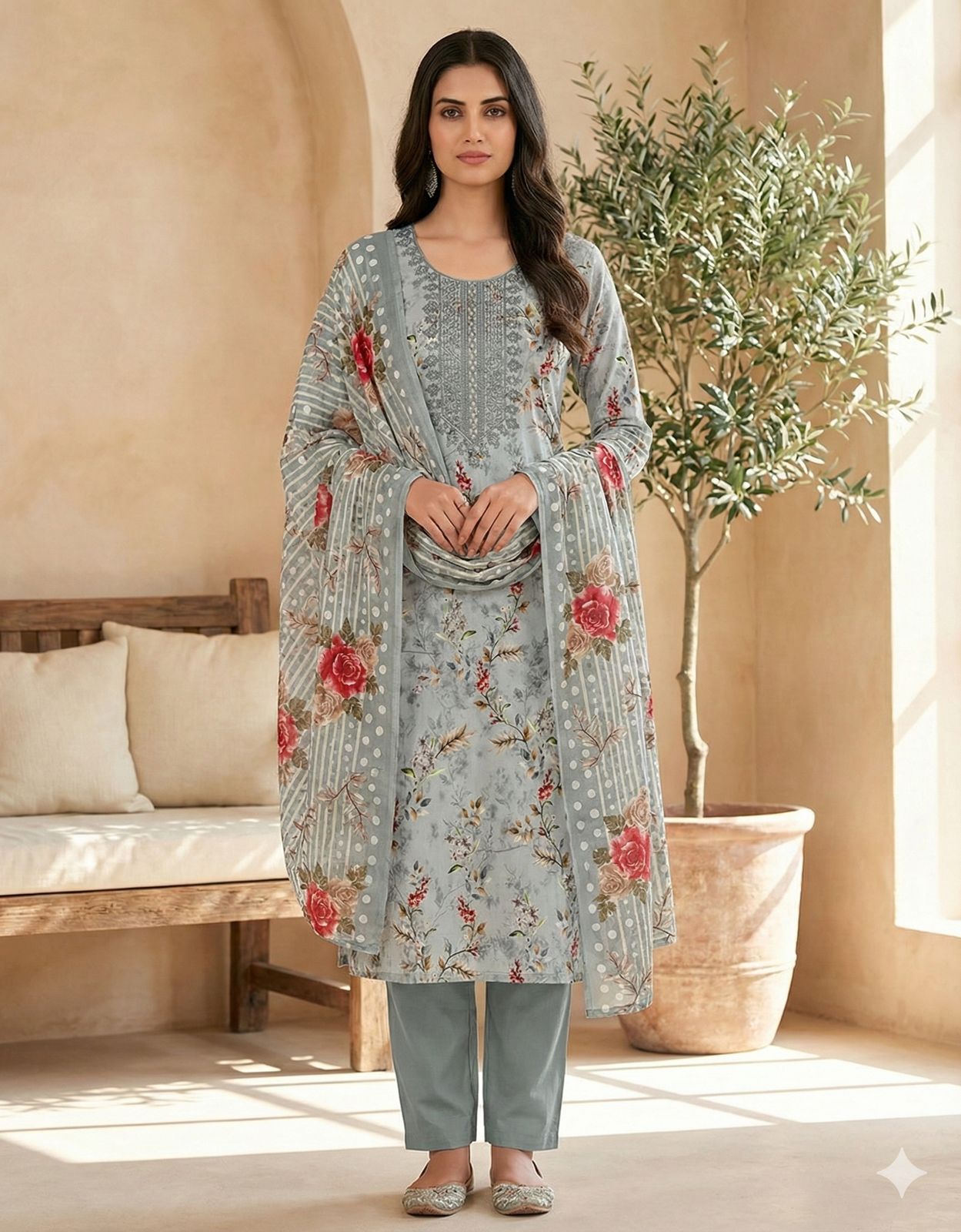 Sage Rose Floral Suit