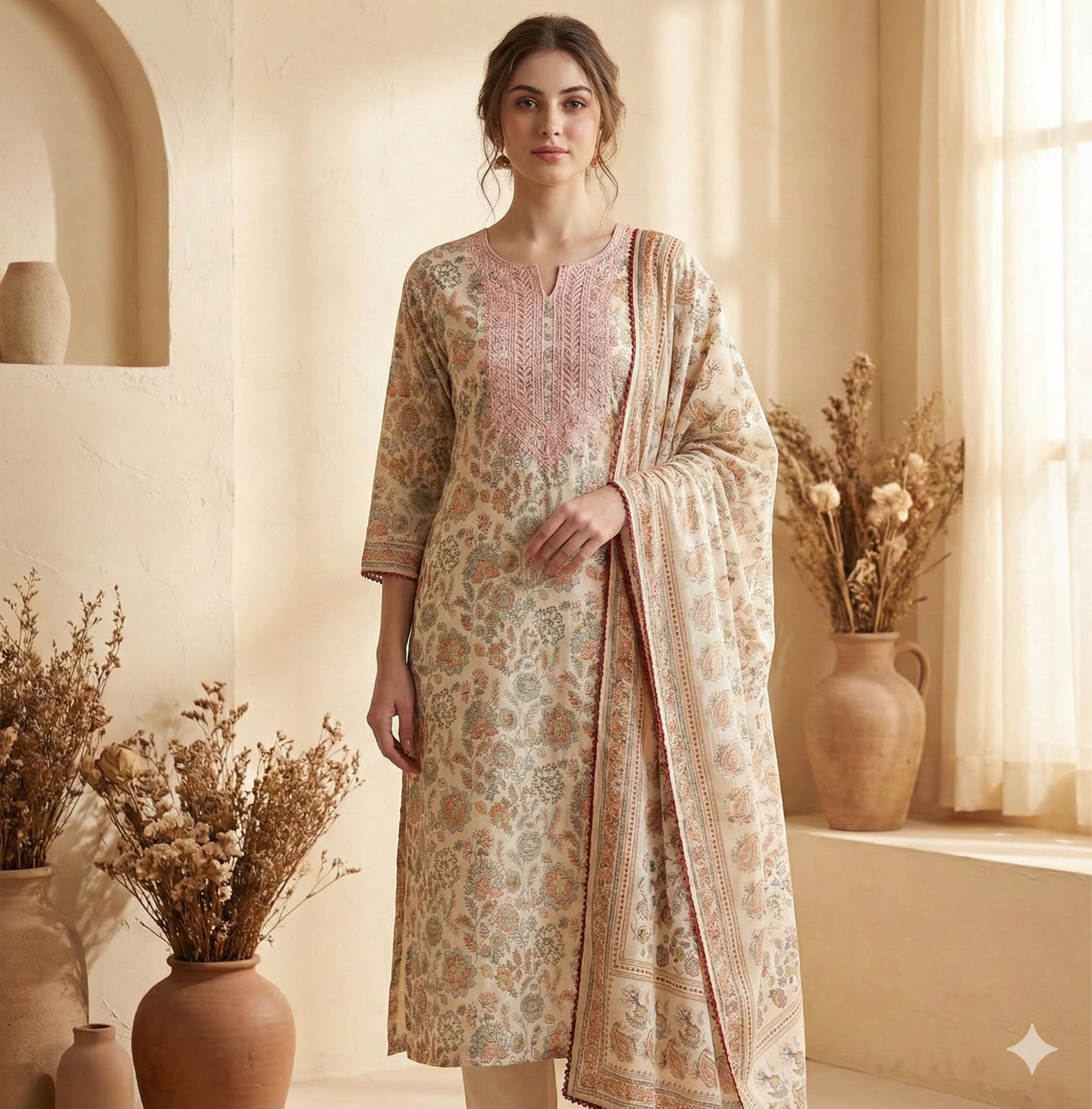 Ivory Floral Garden Suit
