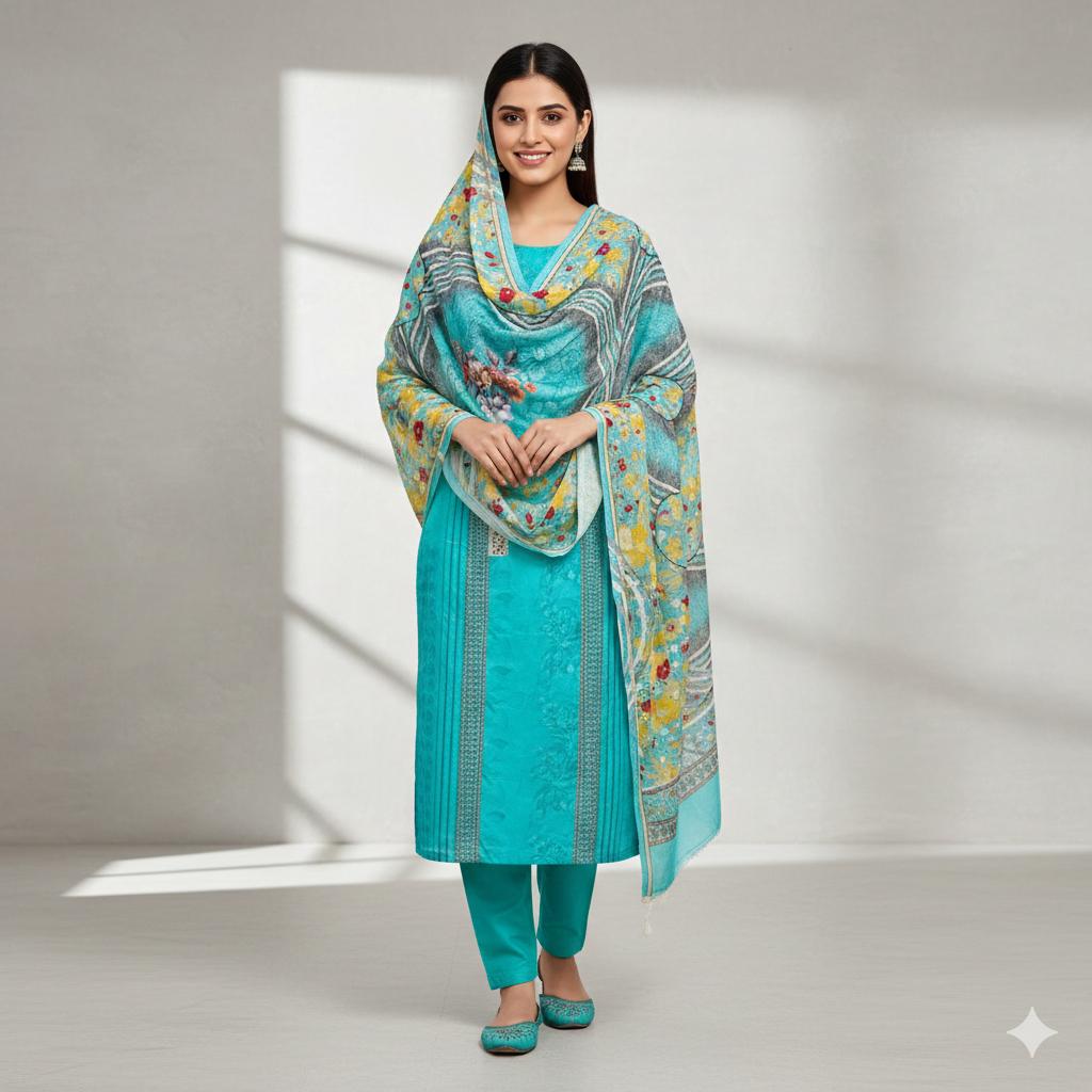 Turquoise Paisley Anarkali